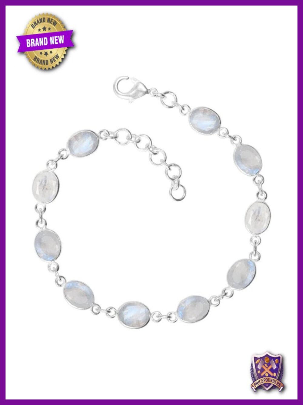 Gemstone Bracelet Silver Overlay Adjustable for Women Gift